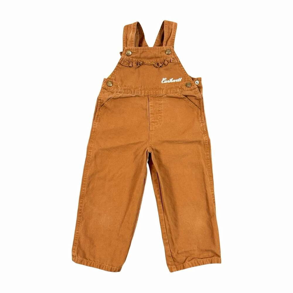 Carhartt Brown Canvas Cotton Bib Overalls One-Piece 3T Solid Sleeveless